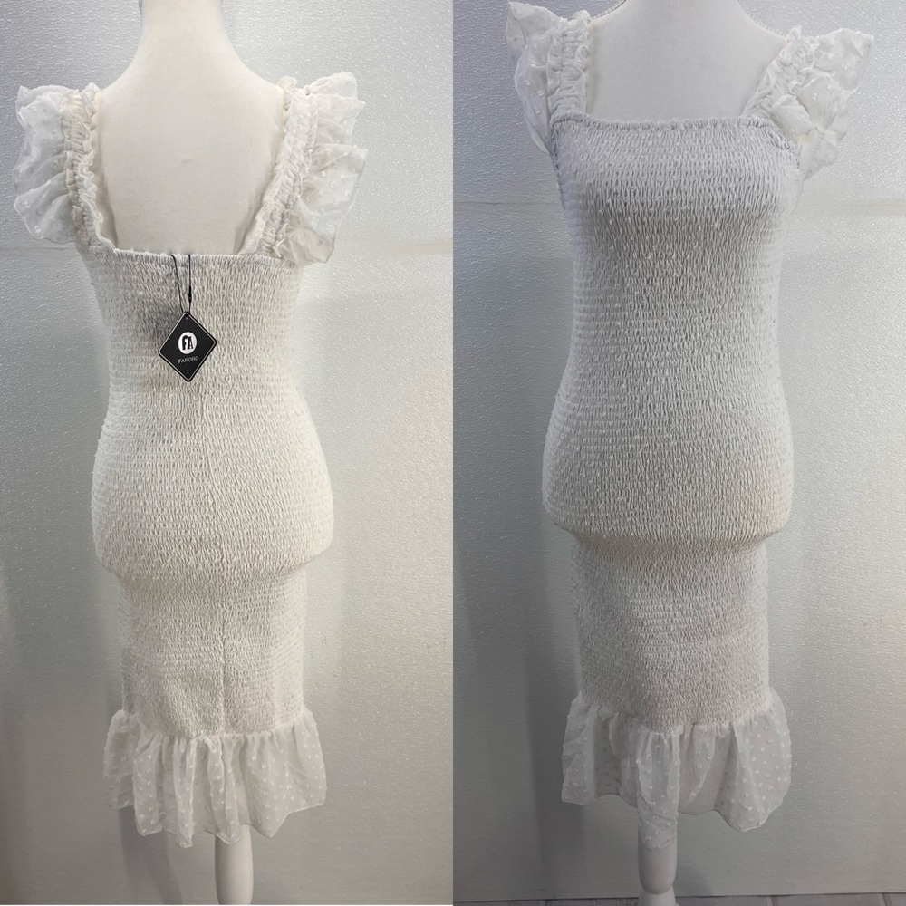NWT Midi Dresses for Women - Backless Dress Square Neck Stretchy Ruched Fabric S - Picture 12 of 17